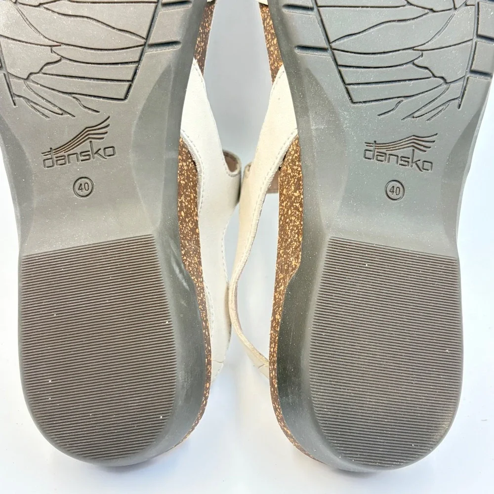 Dansko Ronda Cork‎ Sandals Nubuck Ivory Triple Strap Comfort Womens 40 US 9.5-10